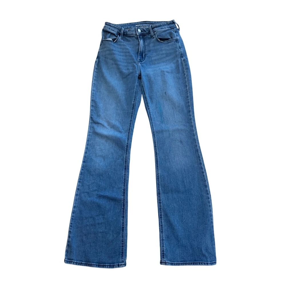 Old Navy Womens High Waisted Flare Jeans Medium Wash Blue Size 6 Stretch Denim